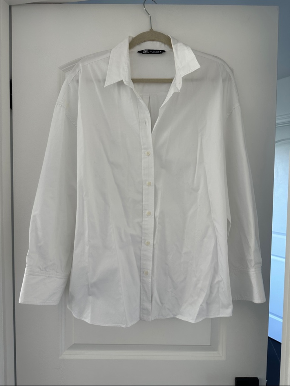 Zara White Button-Down Cotton Shirt